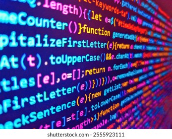 Web server data on a monitor. Screen with software developer code. Digital technology industry concept development of programming and coding technologies. Programmer developer screen concept.