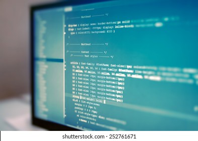 Web site codes on computer monitor. - Shutterstock ID 252761671