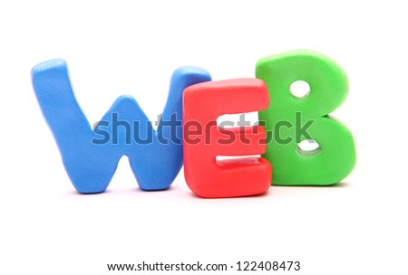 WEB - webwords of plasticine letters standing isolated on white