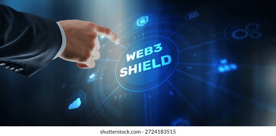 Web3 Shield, Cybersecurity, Advanced Web3 shield technology with blockchain protection protocols.