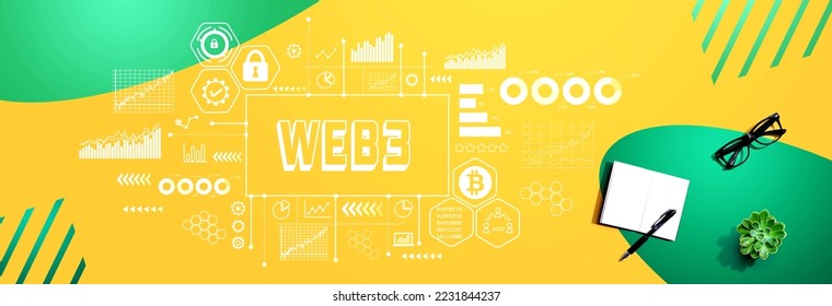 Web3 theme with a notebook and a pen