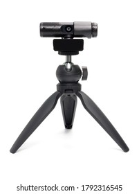  Webcam On Tripod  Isolated Of White Background.
