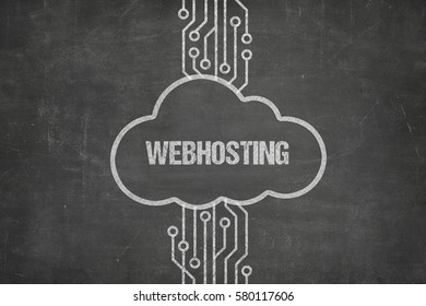 Webhosting Text On Blackboard With Cloud Symbol