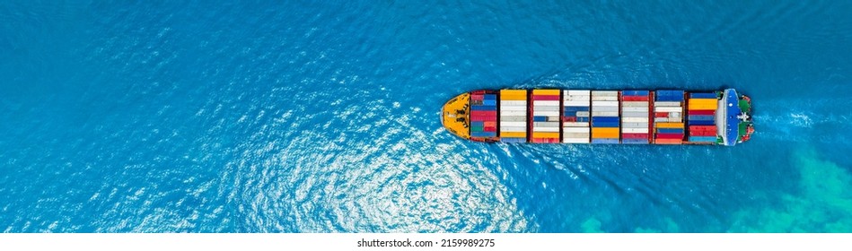 webinar banner,Aerial top view of cargo ship carrying container and running for export  goods  from  cargo yard port to custom ocean concept technology transportation , customs clearance.  forwarder 