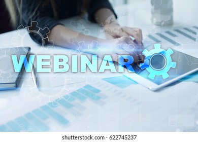 Webinar. E-Learning, Online Education concept. Personal development. Virtual screen. 
 - Powered by Shutterstock - Get 15% off with code: PIKWIZARD15