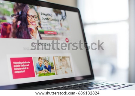Website design on a laptop screen