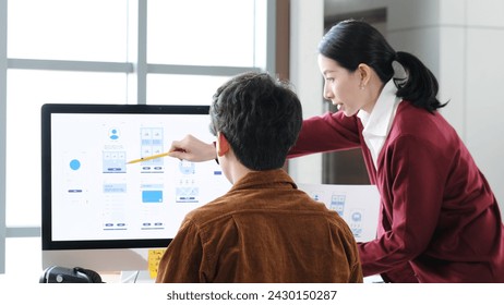 Website designer, Creative planning phone app development template layout framework wireframe design, User experience concept - Powered by Shutterstock