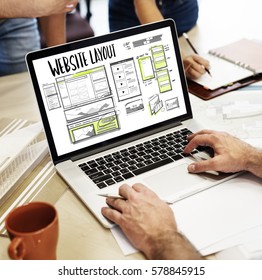 Website development layout sketch drawing