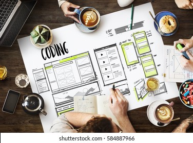 Website Development Layout Sketch Drawing