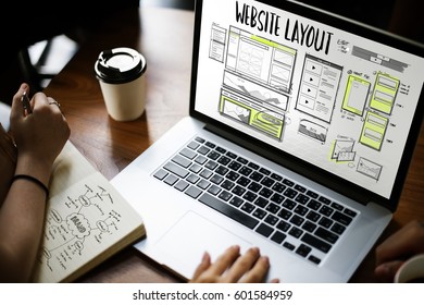 Website development layout sketch drawing