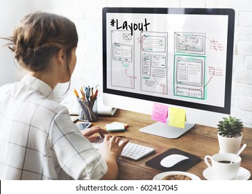 Website Development Layout Sketch Drawing