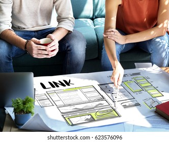 Website development layout sketch drawing