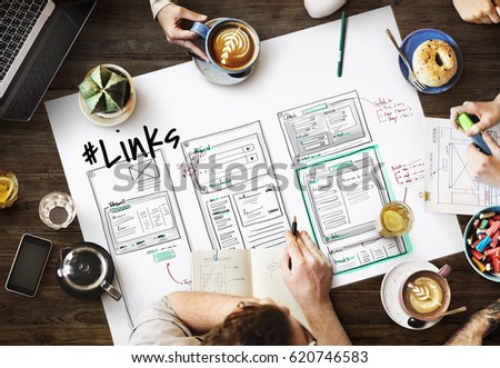 Website development layout sketch drawing