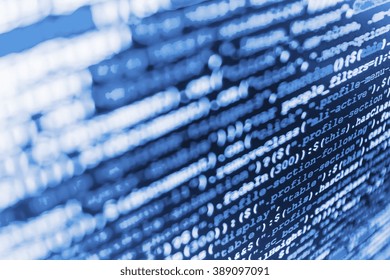 Website development. Writing programming code on laptop. Programmer occupation.  Web site codes on computer monitor. (Code is my own property there is no risk of copyright violations)