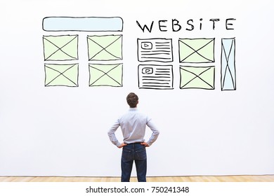 website layout, sketch web design of homepage