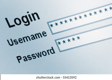 Website Login Screen Macro Capture Pale Blue,
computer web safety,
password username