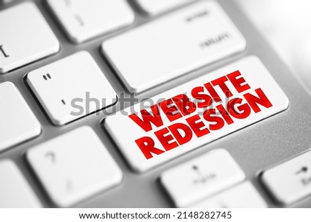 Website Redesign text button on keyboard, concept background