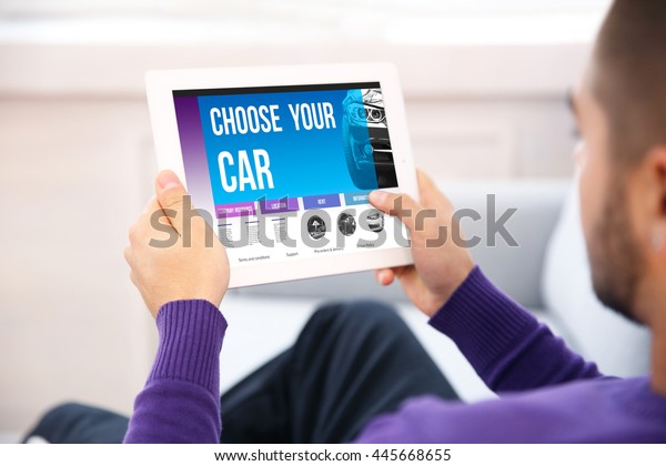 Website selling\
cars. Online insurance\
concept
