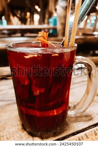Wedang Uwuh, Tradisional Warm Drink from Central Java, Indonesian,Consist of Spice Like Clove,Lemongrass,Cinnamon,Ginger,Bayleaf, Secang and Rock Sugar.