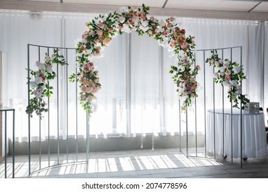 Wedding altar decorated with flowers