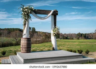 Wedding Altar Outdoors With Bright Blue Sky