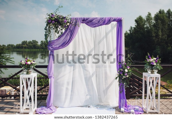 Wedding Arch Decorated White Lilac Cloth Stock Image Download Now