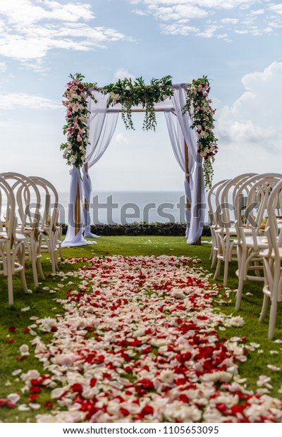 Wedding Arch Near Ocean Ceremony Decorated Stock Photo Edit Now