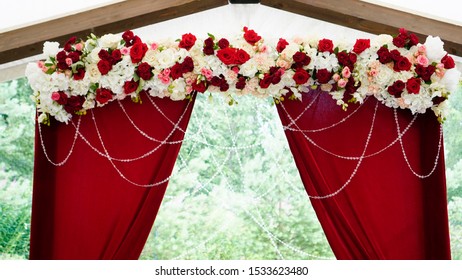 Wedding Arch Red Burgundy White Peach Stock Photo (Edit Now) 1533623480