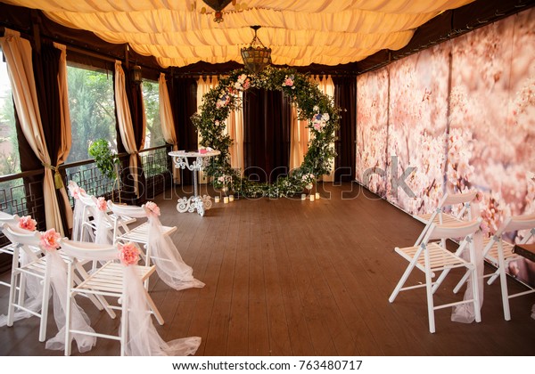 Wedding Arch Rustic Style Chairs Decoration Stock Photo Edit Now