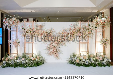 wedding backdrop with flower and wedding decoration