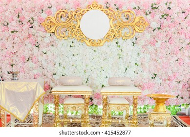 Wedding Backdrop White Pink Flower Decoration Stock Photo 415452877 ...