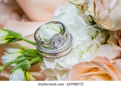 Wedding Band On A Bouquet