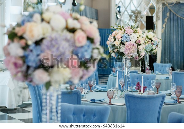 Wedding Birthday Reception Decoration Chairs Tables Stock Photo