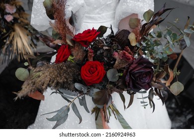  Wedding Bouquet Of Black Dried Flowers. Wedding Decor.