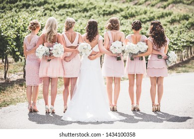 Wedding bouquet bride and bridesmaids