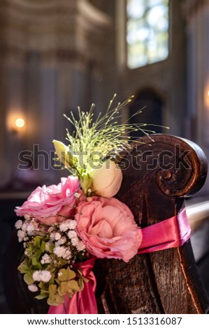 Wedding bouquet as church decoration