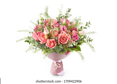 wedding bouquet  isolated on white. Fresh, lush bouquet of colorful flowers - Shutterstock ID 1709422906