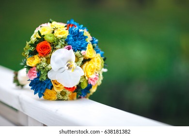 wedding bouquet on a green background