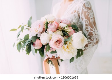 Wedding Bouquet Of Peony And Roses