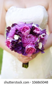 Wedding Bouquet With Pink And Purple Flowers