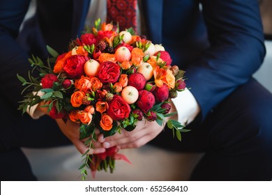 Wedding bouquet of red flowers