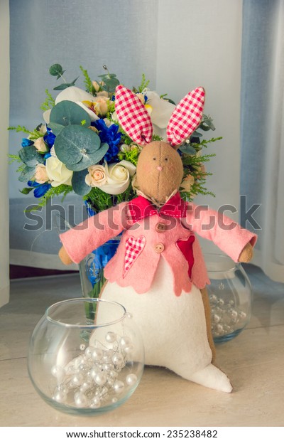 Wedding Bouquet Standing Vase On Table Stock Photo Edit Now