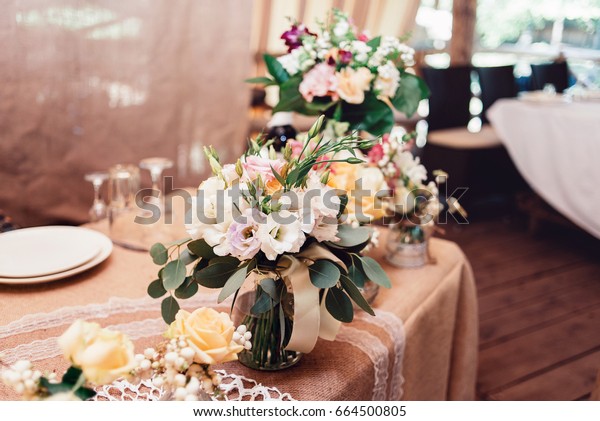 Wedding Bouquets Yellow White Pink Roses Stock Photo Edit Now