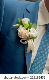 Wedding Boutonniere On Suit Of Groom