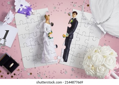 Wedding Breakup Concept On A Pink Background