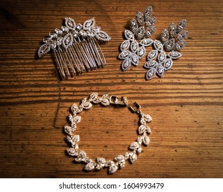 Wedding Bride Details Jewelry And Hair Piece 