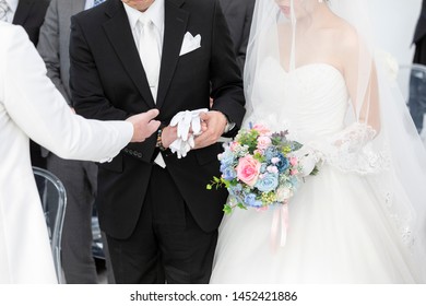 Wedding Bride And Groom And Father