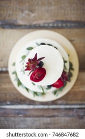 Wedding Cake Decorated Close Up Top View