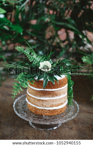 Wedding Cake Decorated Greenery White Flower Stock Photo Edit Now