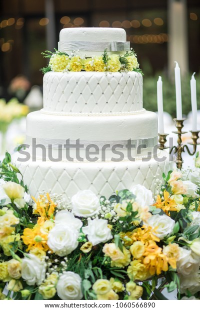 Wedding Cake Wedding Decoration Yellow Flower Stock Photo Edit